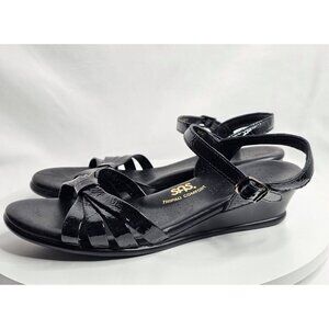 SAS Tripad Women Strappy Sandals Size 8.5 Semi Wedge pumps Heels Patent Leather